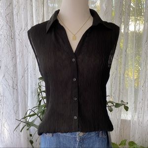 EK DESIGNS - Y2k Black Crinkled Vest